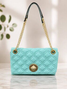 Kate Spade Natalia Medium Quilted Leather Flap Shoulder Bag | Aqua Glass